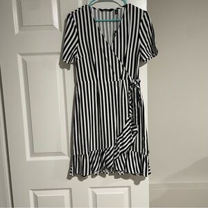 Vero Moda Black and White Striped Mini Dress